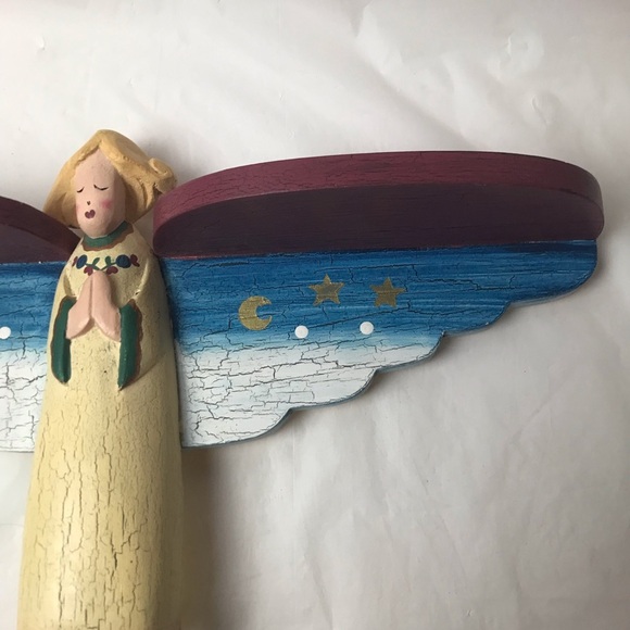 Whimsical Wooden Angel Decorative Shelf 17” - Picture 4 of 8